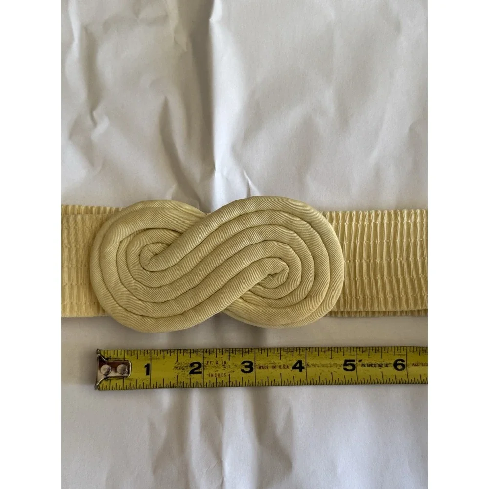 VTG Ivory Elastic Cinch Belt 80s Fabric Infinity Buckle One Size 34